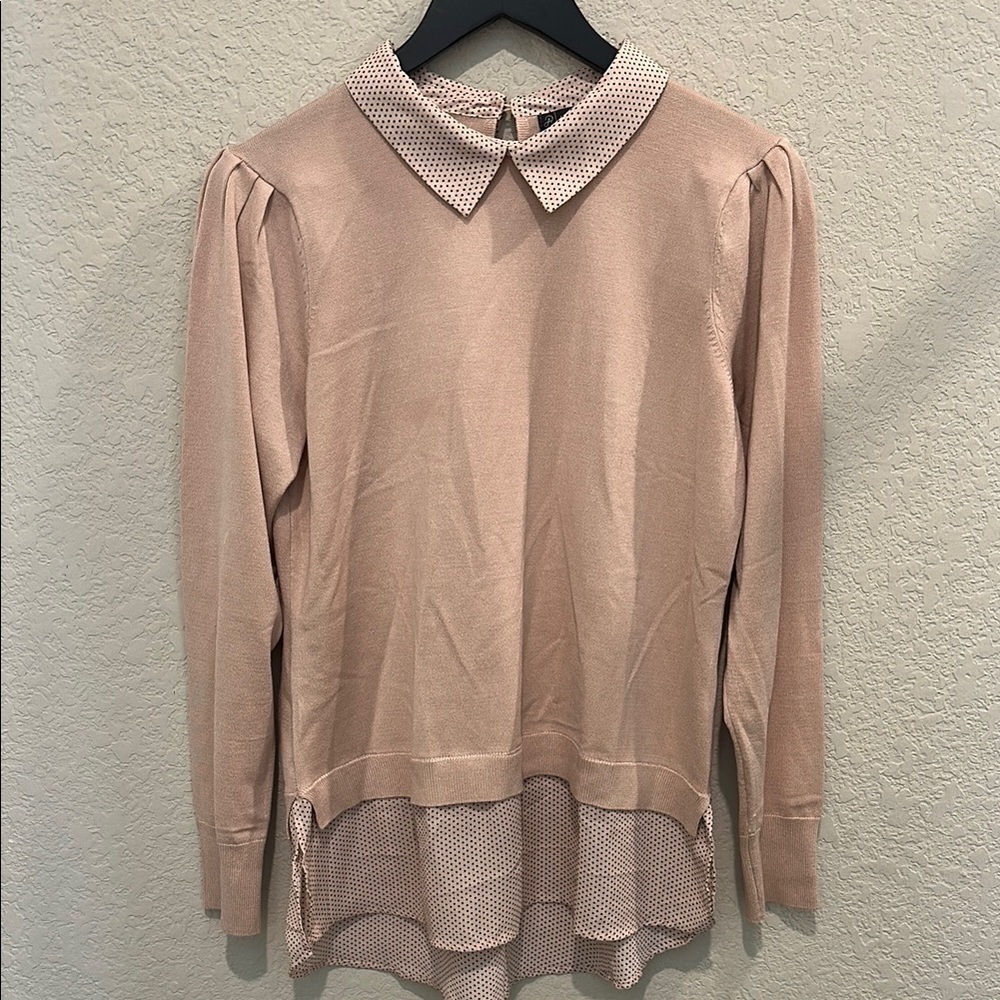 Adrianna Papell large Women's Pink Collared Top